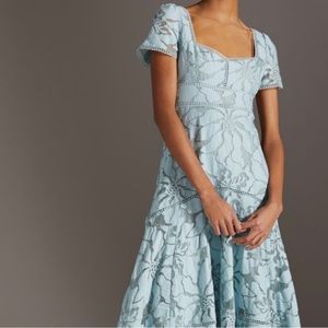 Anthropologie - Blue Slim Lace Maxi Dress